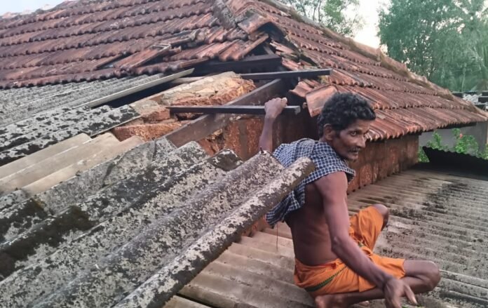 Wind and rain in Moodbidri: Damage to houses