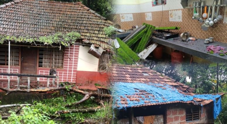 Heavy rains cause property loss in Bantwal; houses of three families damaged